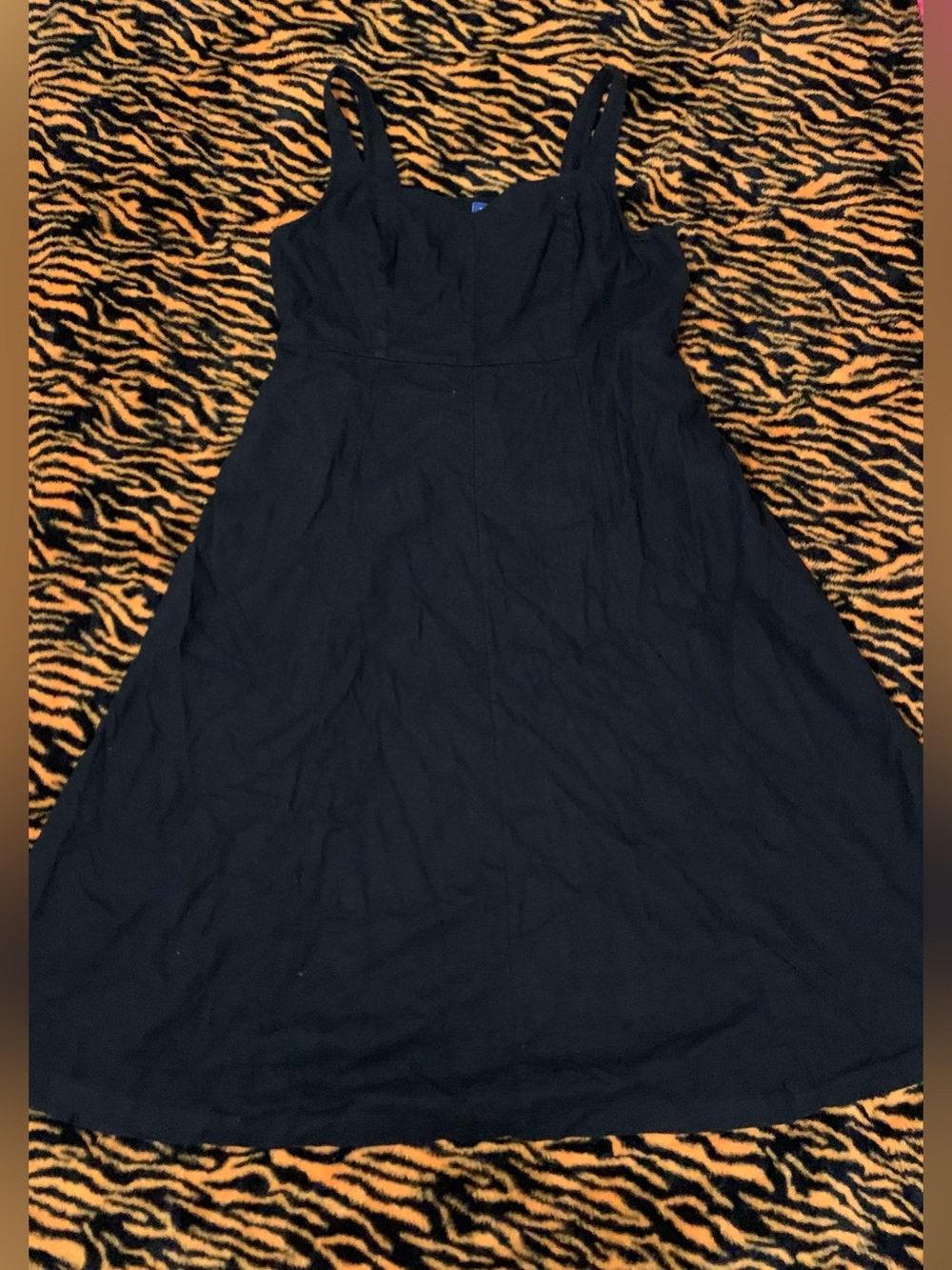 Old Navy Black A-Line Midi Dress with Wide Straps